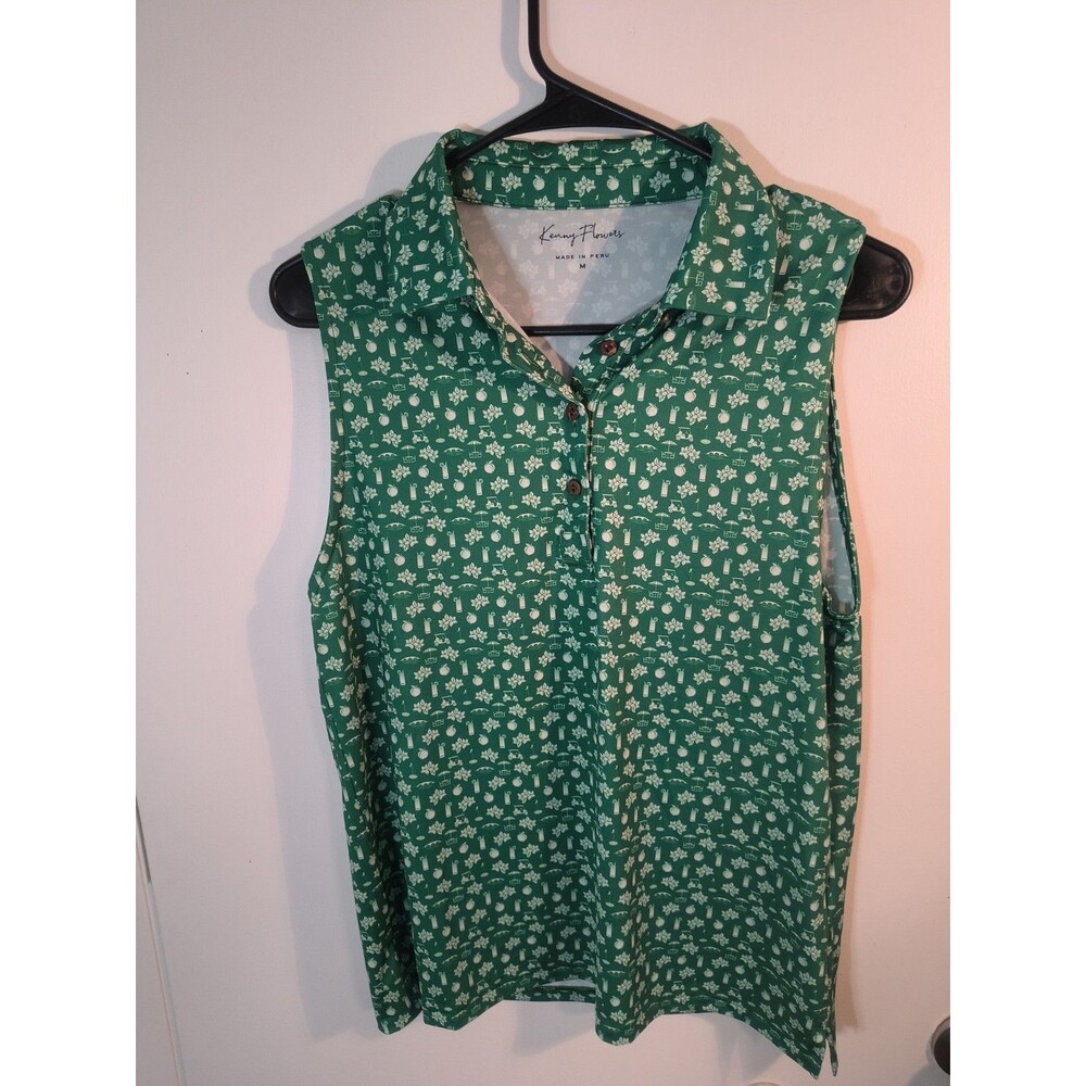 Kenny Flowers The Country Club Sleeveless Golf Polo Green Women's Medium M...